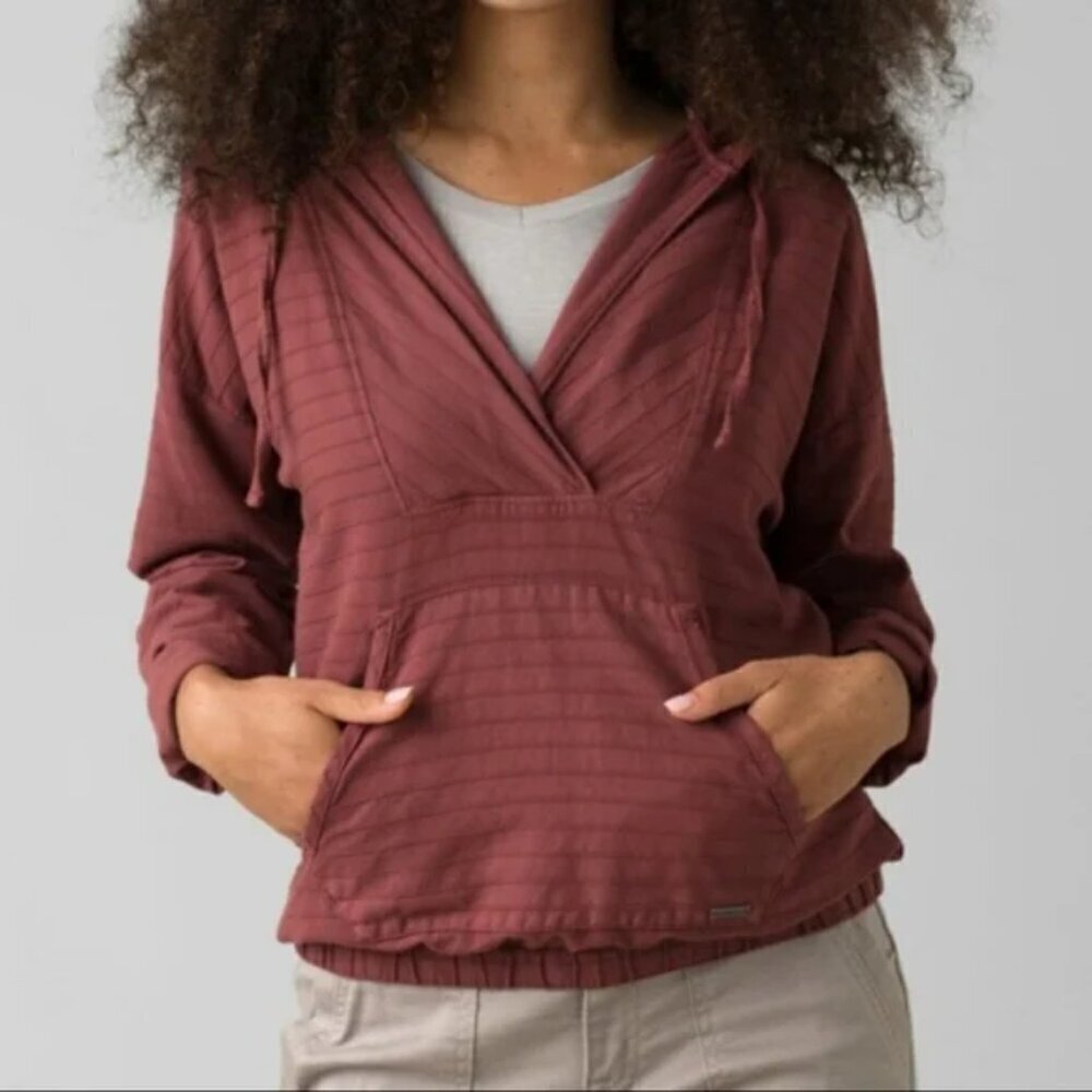 Prana Women's Mauve Stripe Hoodie Pullover